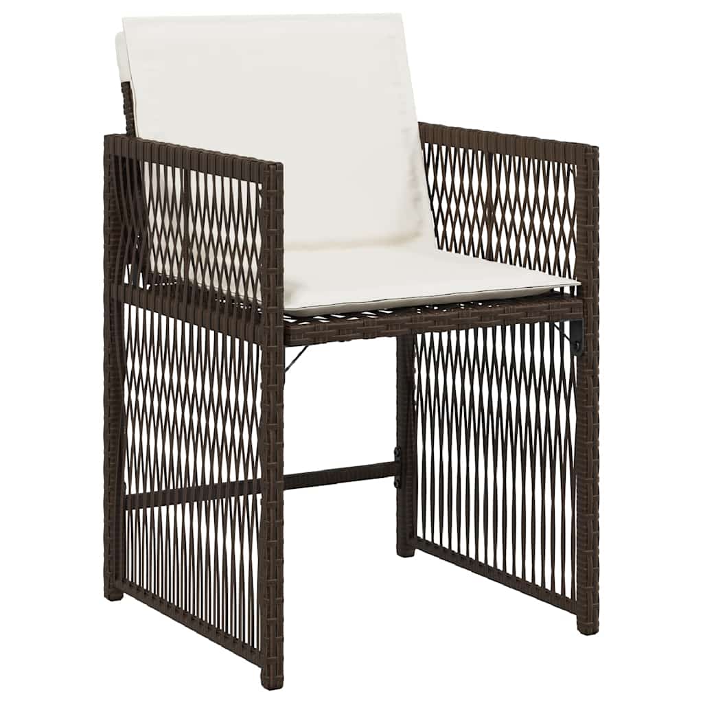 Garden Chairs with Cushions 4 pcs Brown Poly Rattan