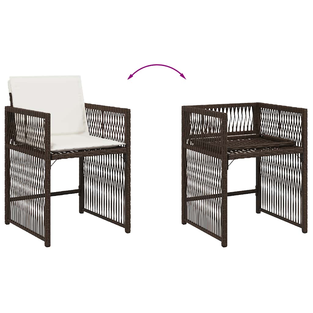 Garden Chairs with Cushions 4 pcs Brown Poly Rattan