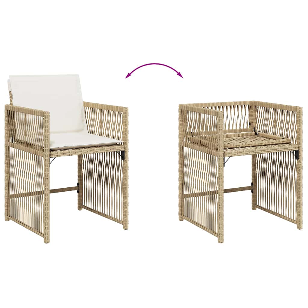 Garden Chairs with Cushions 4 pcs Beige Poly Rattan