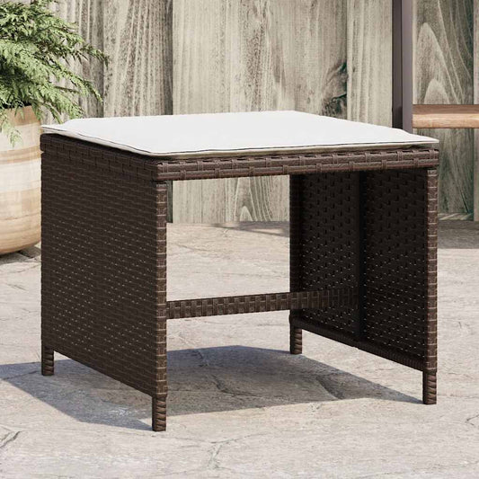 Garden Stools with Cushions 4 pcs Brown 41x41x36 cm Poly Rattan