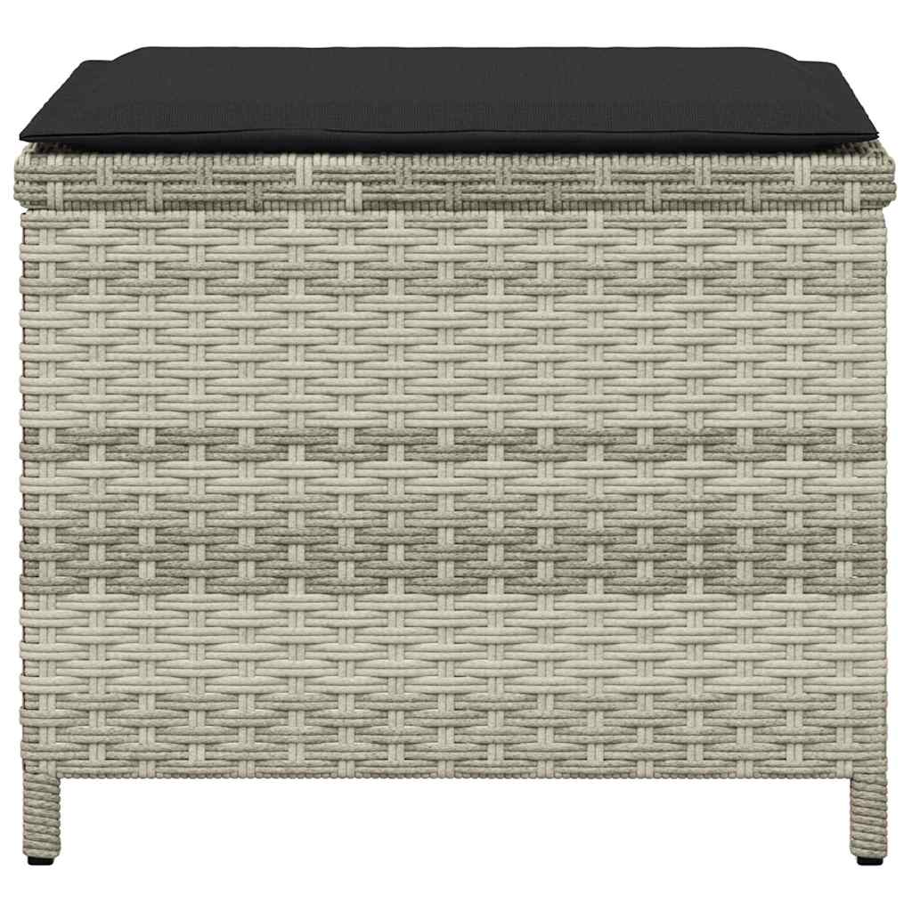 Garden Stools with Cushions 4 pcs Light Grey 41x41x36 cm Poly Rattan
