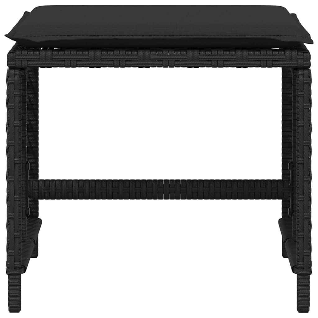 Garden Stools with Cushions 4 pcs Black 41x41x36 cm Poly Rattan
