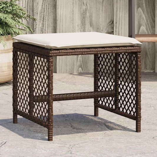 Garden Stools with Cushions 4 pcs Brown 41x41x36 cm Poly Rattan