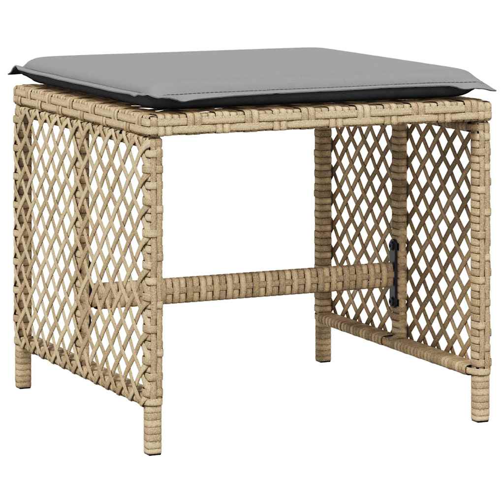 Garden Stools with Cushions 4 pcs Mix Beige 41x41x36 cm Poly Rattan