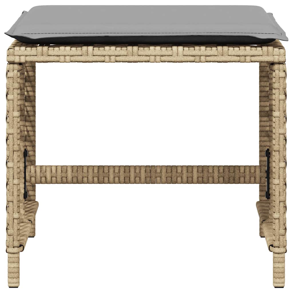 Garden Stools with Cushions 4 pcs Mix Beige 41x41x36 cm Poly Rattan