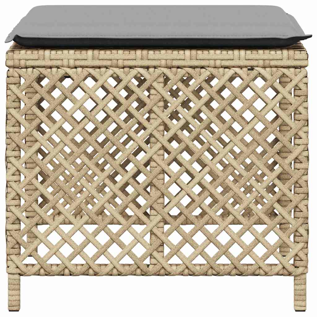 Garden Stools with Cushions 4 pcs Mix Beige 41x41x36 cm Poly Rattan