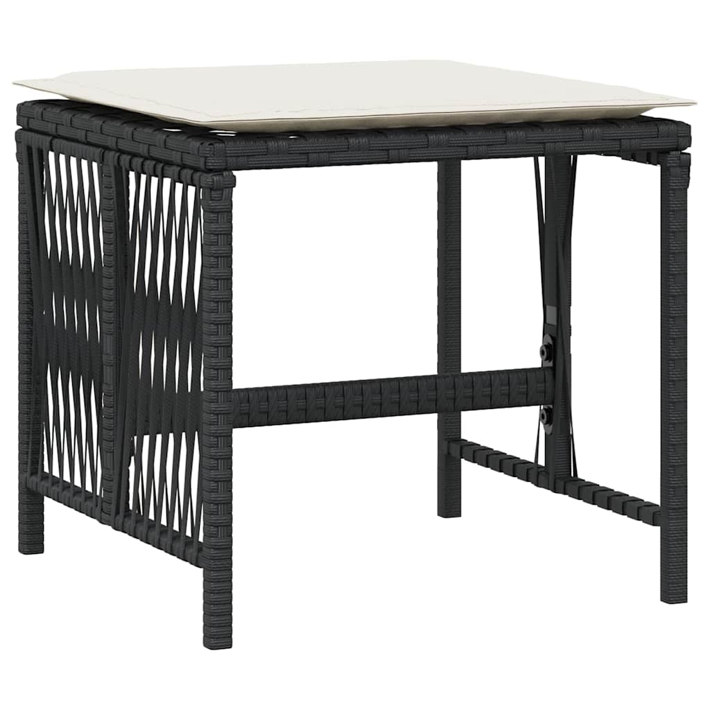 Garden Stools with Cushions 4 pcs Black 41x41x36 cm Poly Rattan