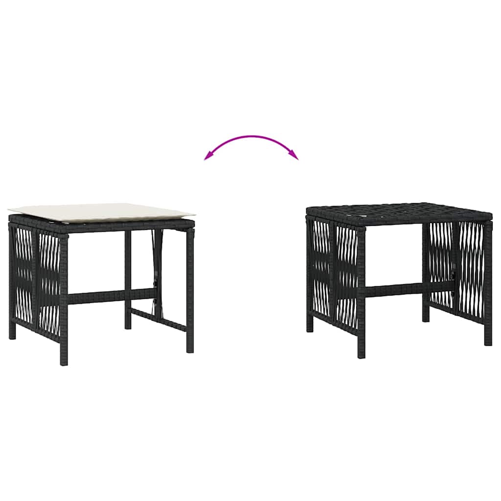 Garden Stools with Cushions 4 pcs Black 41x41x36 cm Poly Rattan