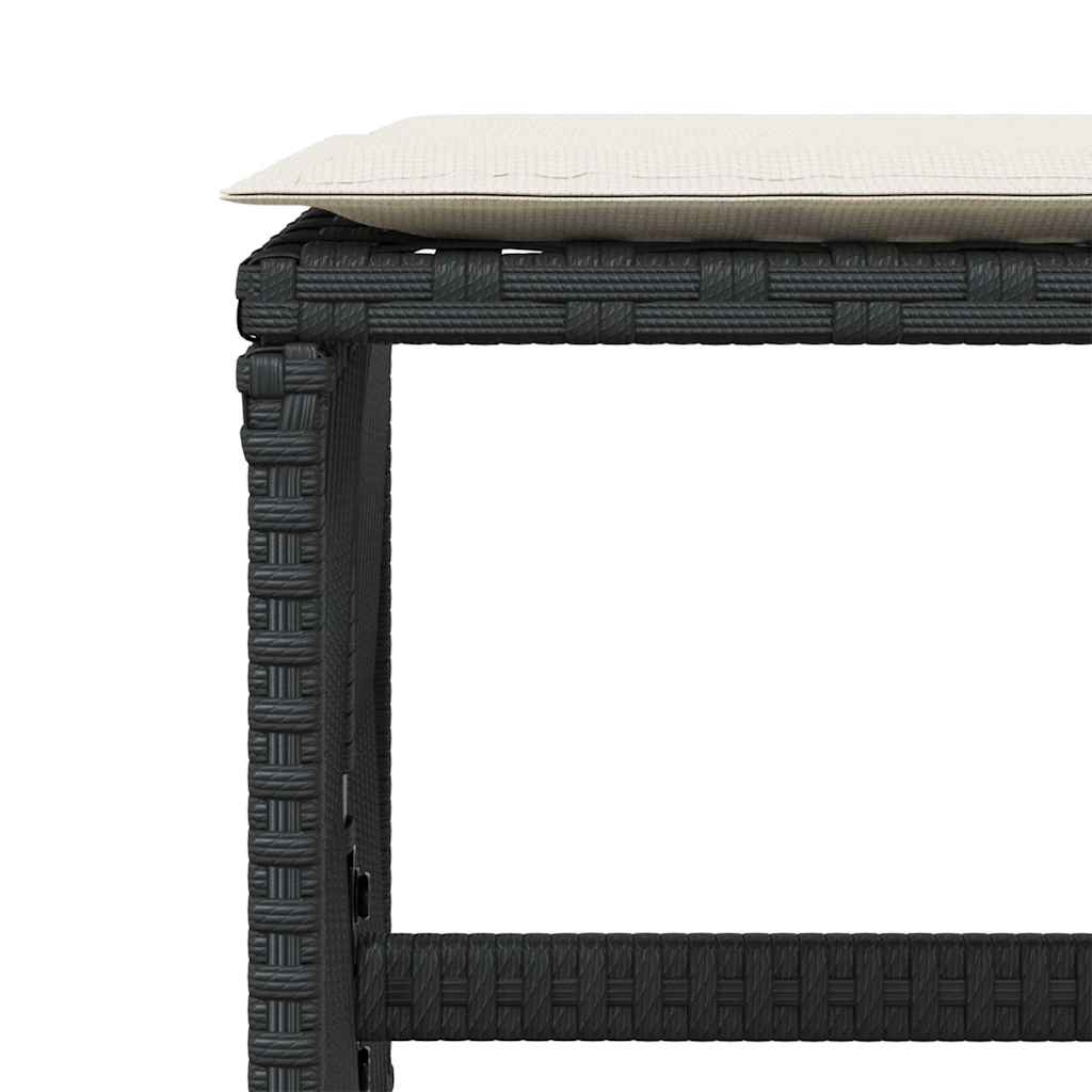 Garden Stools with Cushions 4 pcs Black 41x41x36 cm Poly Rattan