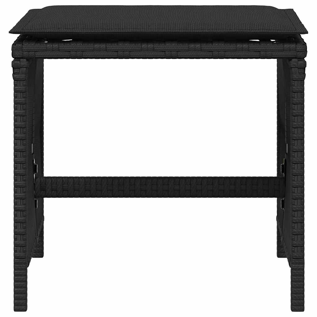 Garden Stools with Cushions 4 pcs Black 41x41x36 cm Poly Rattan