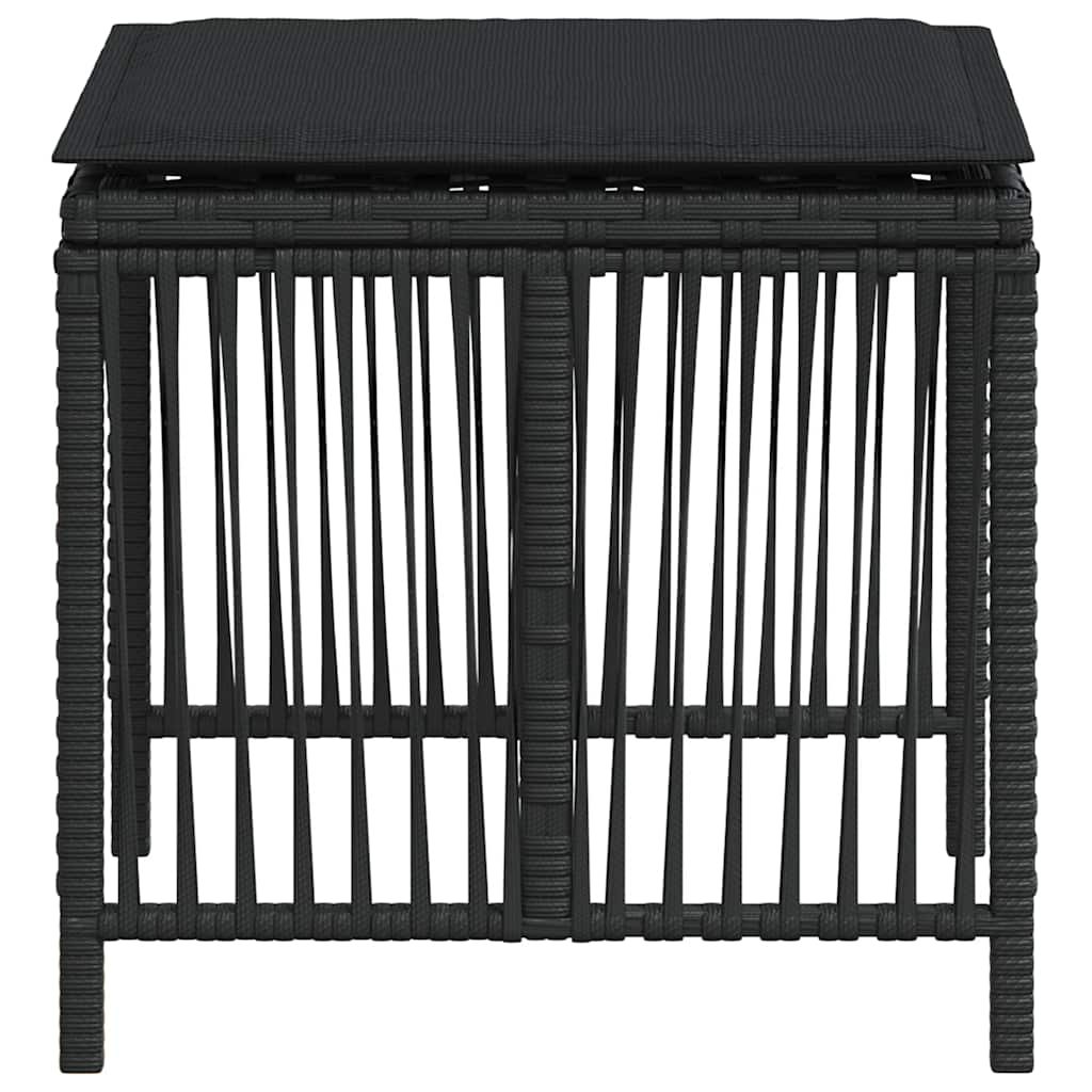 Garden Stools with Cushions 4 pcs Black 41x41x36 cm Poly Rattan