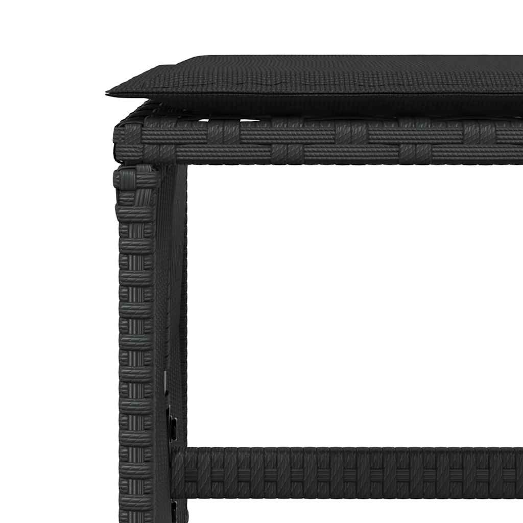 Garden Stools with Cushions 4 pcs Black 41x41x36 cm Poly Rattan
