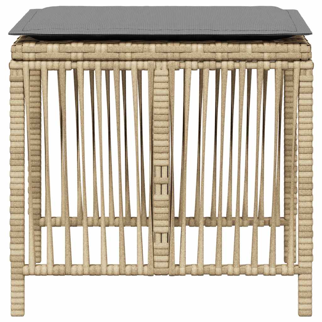 Garden Stools with Cushions 4 pcs Mix Beige 41x41x36 cm Poly Rattan