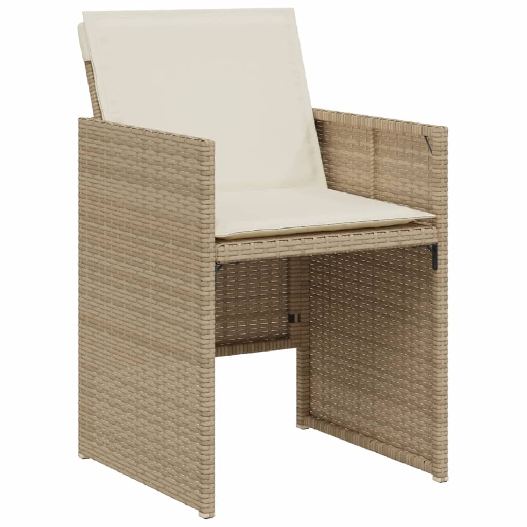3 Piece Bistro Set with Cushions Beige Poly Rattan