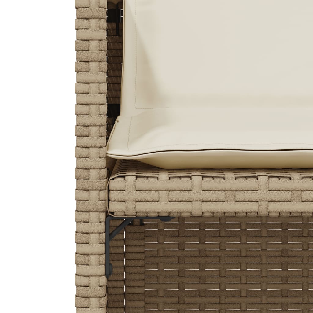 3 Piece Bistro Set with Cushions Beige Poly Rattan