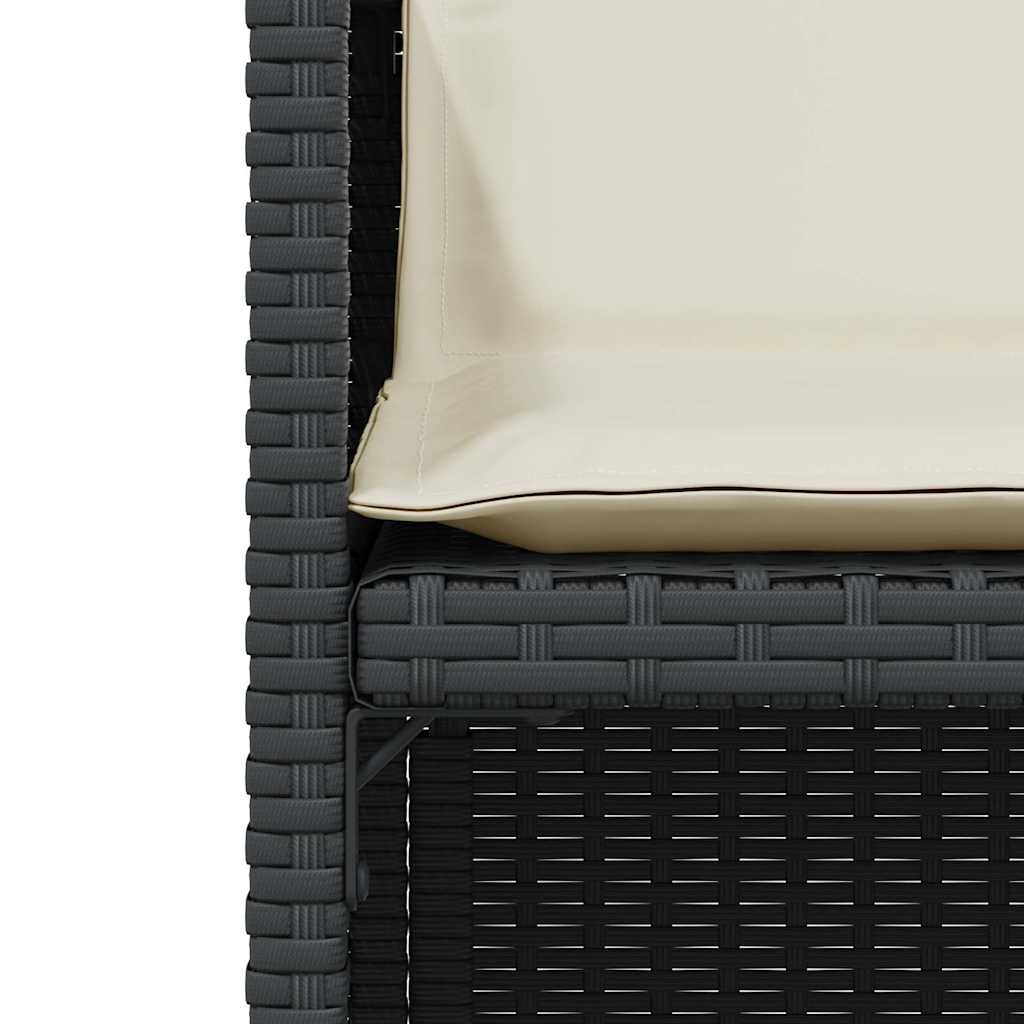 3 Piece Bistro Set with Cushions Black Poly Rattan