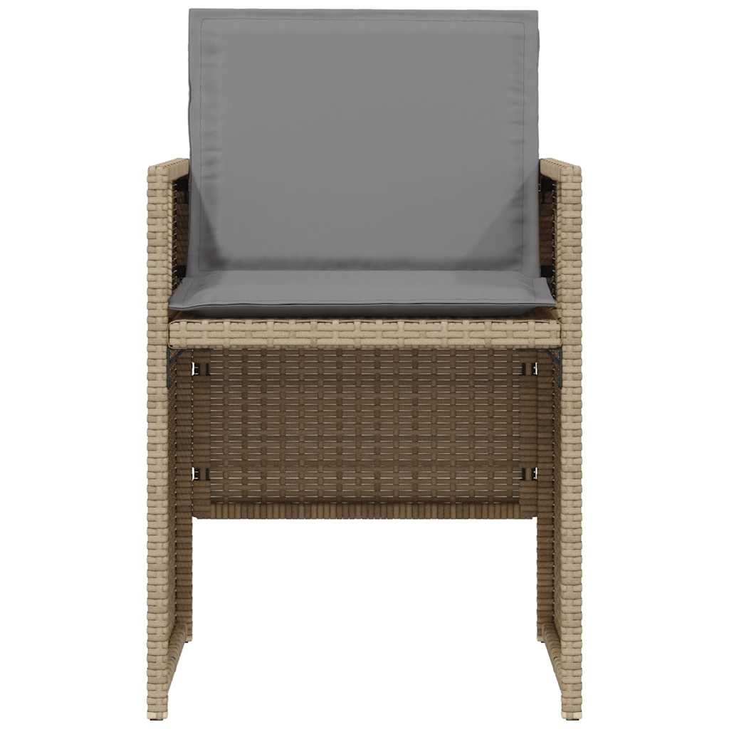3 Piece Bistro Set with Cushions Mix Beige Poly Rattan