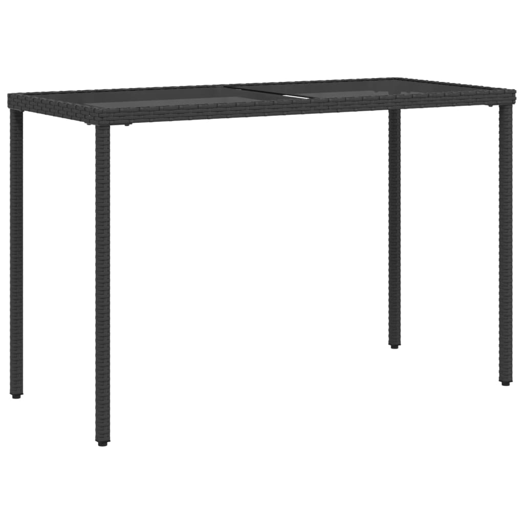 Garden Table | Black | Poly Rattan, Powder-Coated Steel, Tempered Glass