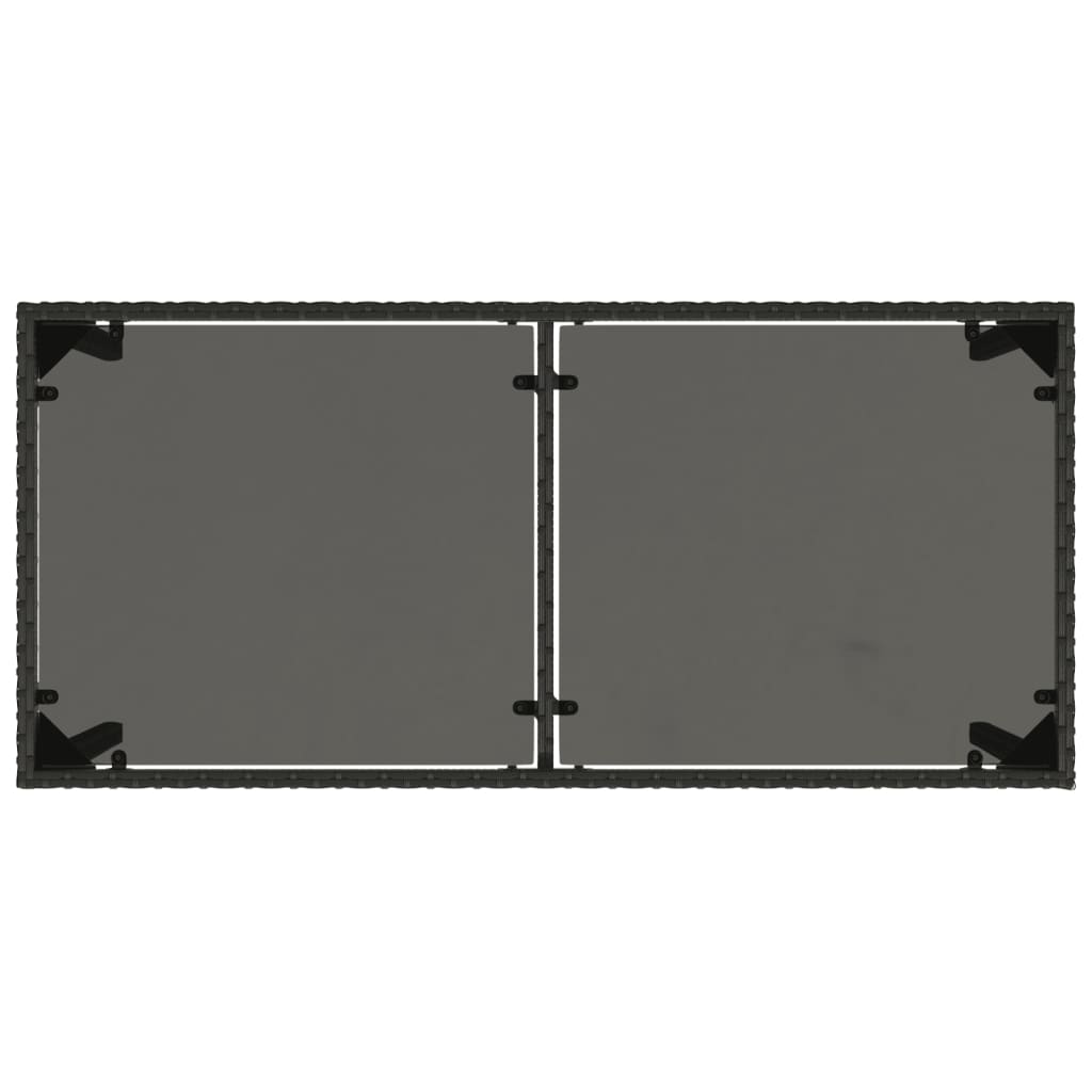 Garden Table | Black | Poly Rattan, Powder-Coated Steel, Tempered Glass