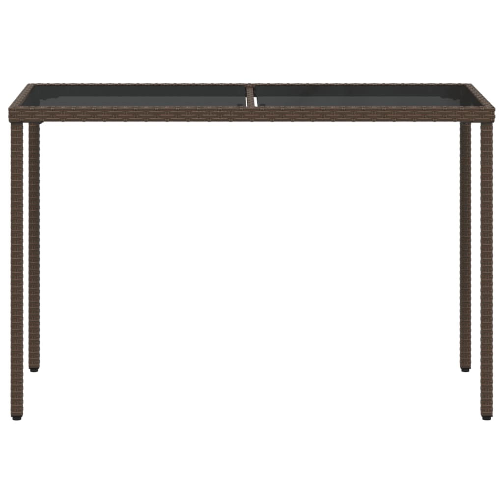 vidaXL Garden Table with Glass Top Brown 115x54x74 cm Poly Rattan