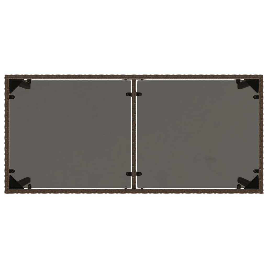Garden Table with Glass Top Brown 115x54x74 cm Poly Rattan