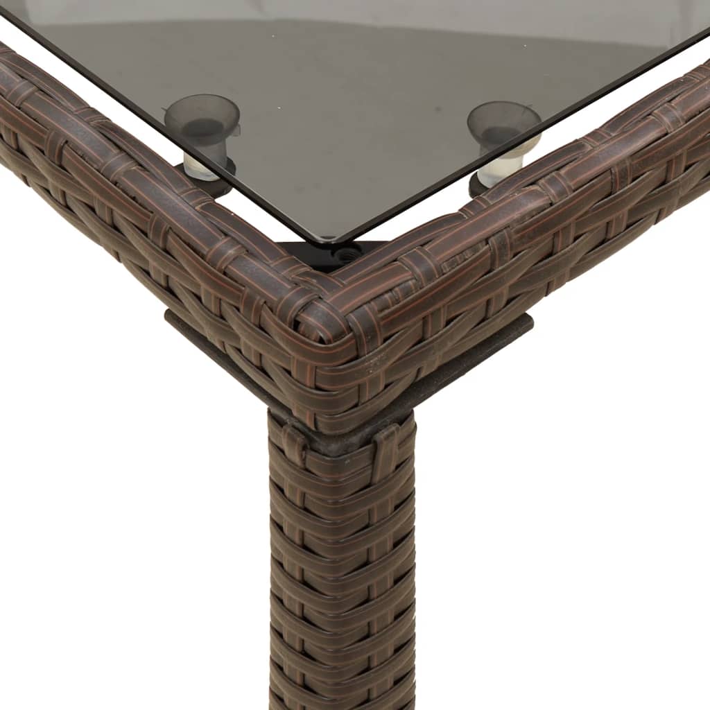 vidaXL Garden Table with Glass Top Brown 115x54x74 cm Poly Rattan