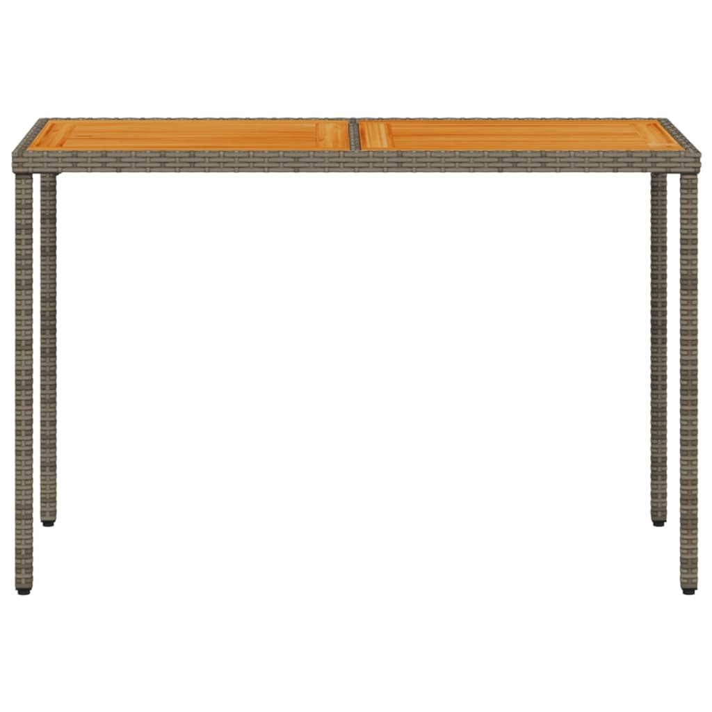 vidaXL Garden Table with Acacia Wood Top Grey 115x54x74 cm Poly Rattan