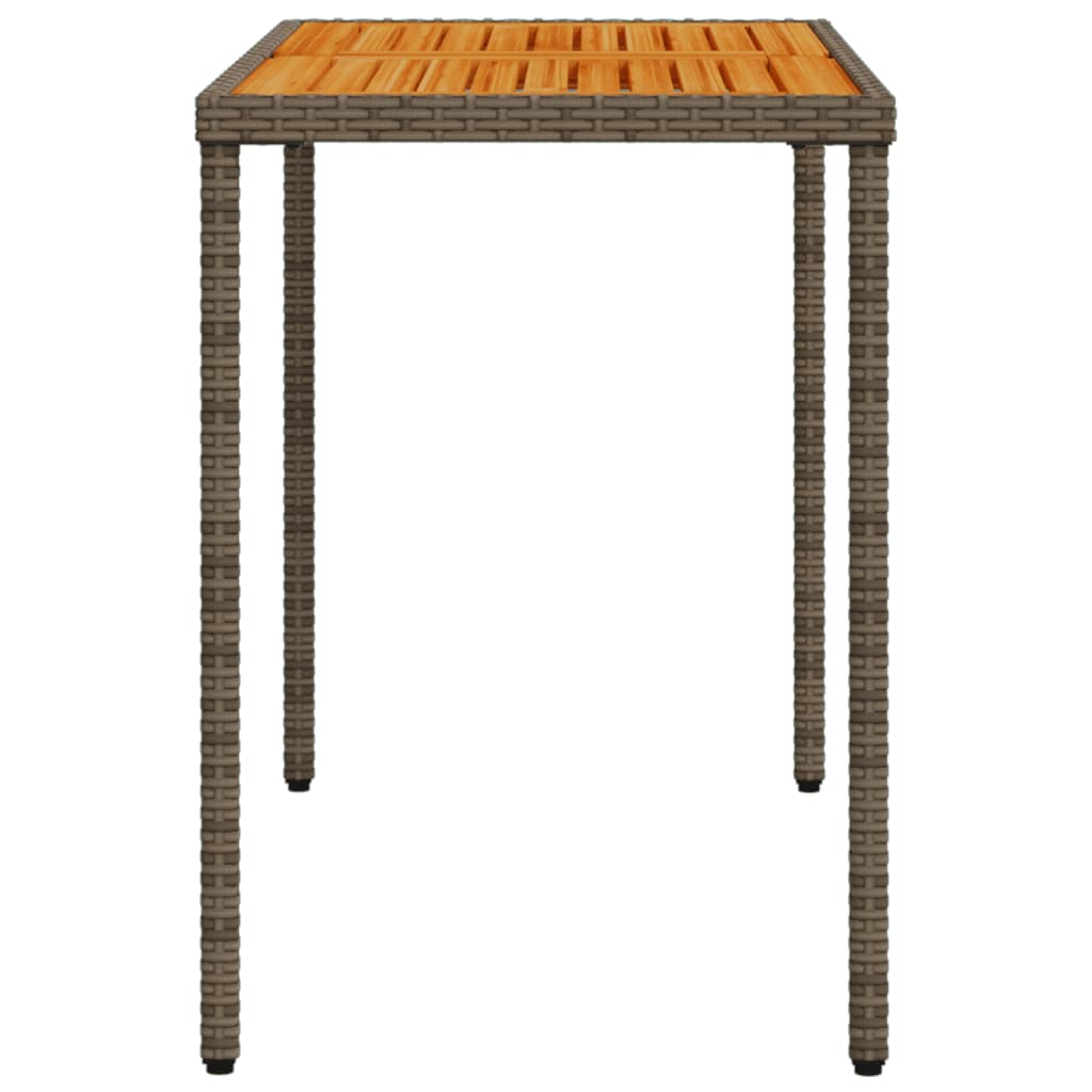 vidaXL Garden Table with Acacia Wood Top Grey 115x54x74 cm Poly Rattan