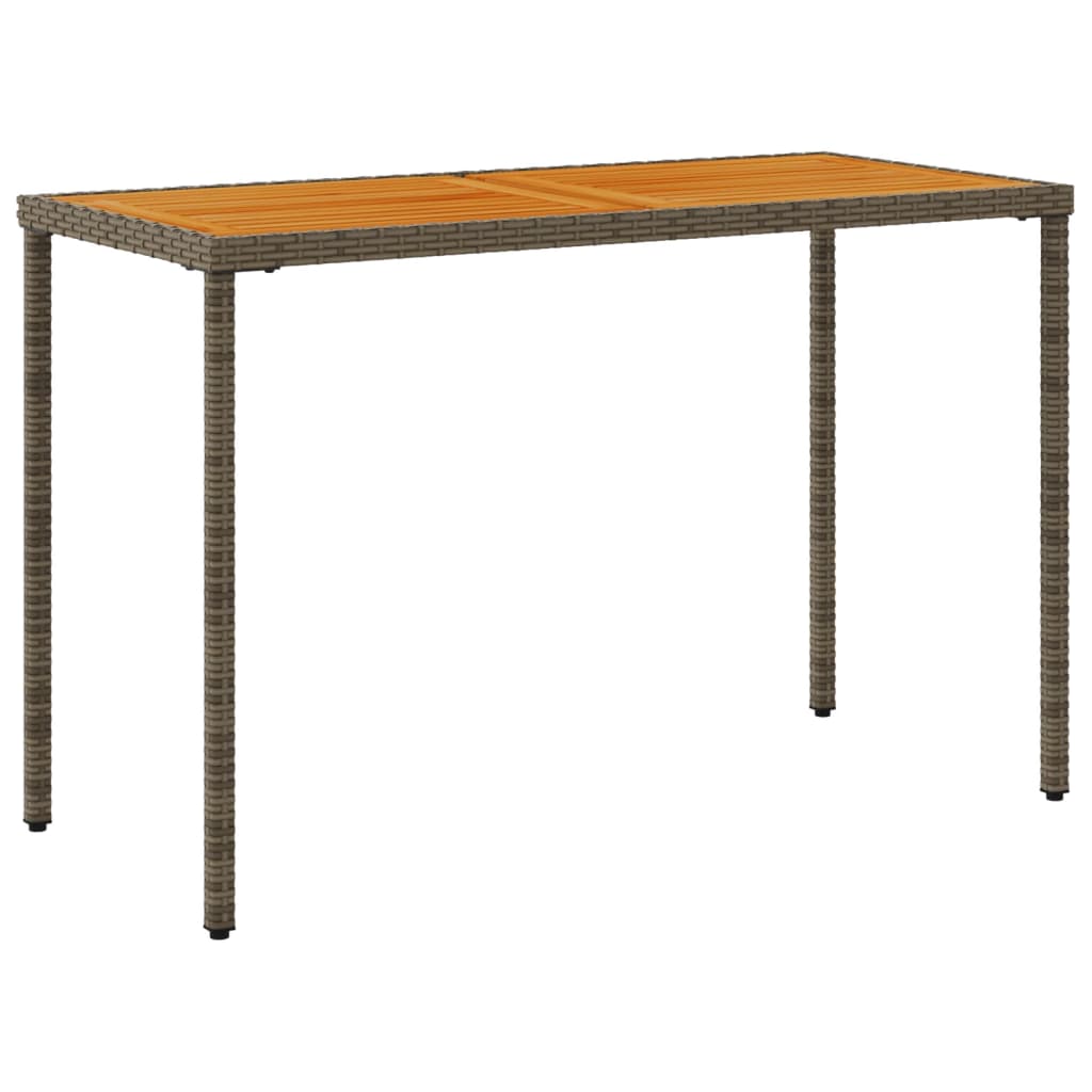 vidaXL Garden Table with Acacia Wood Top Grey 115x54x74 cm Poly Rattan