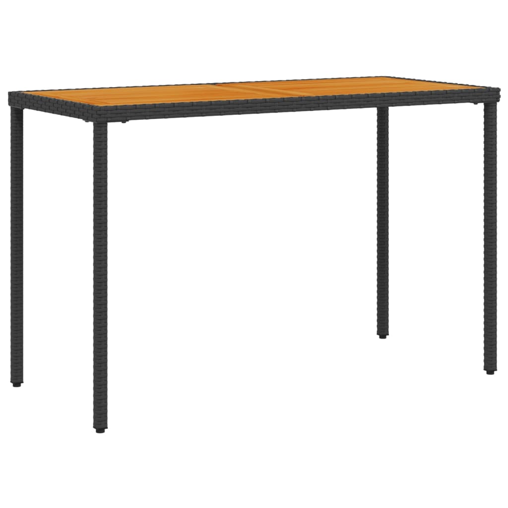 Garden Table | Black | PE rattan, powder-coated steel, solid acacia wood
