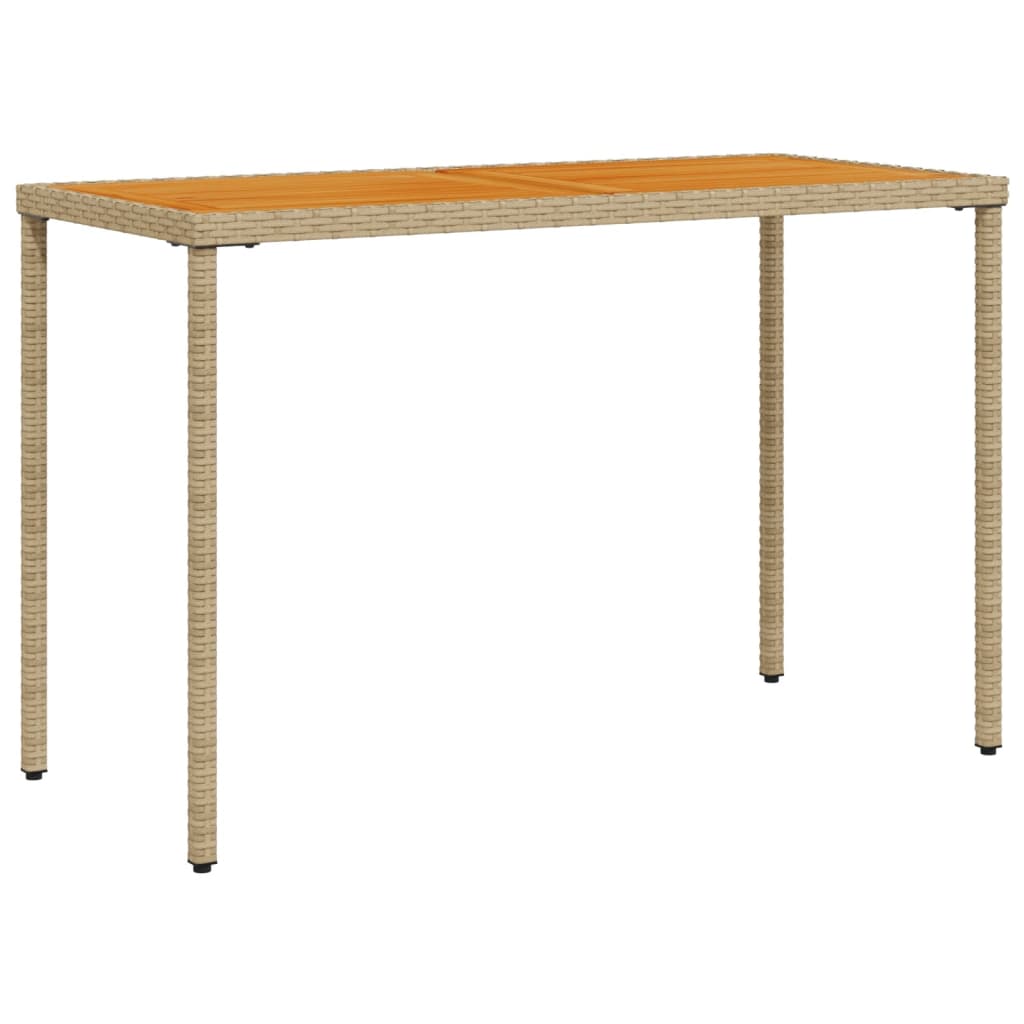 Garden Table with Acacia Wood Top Beige 115x54x74cm Poly Rattan