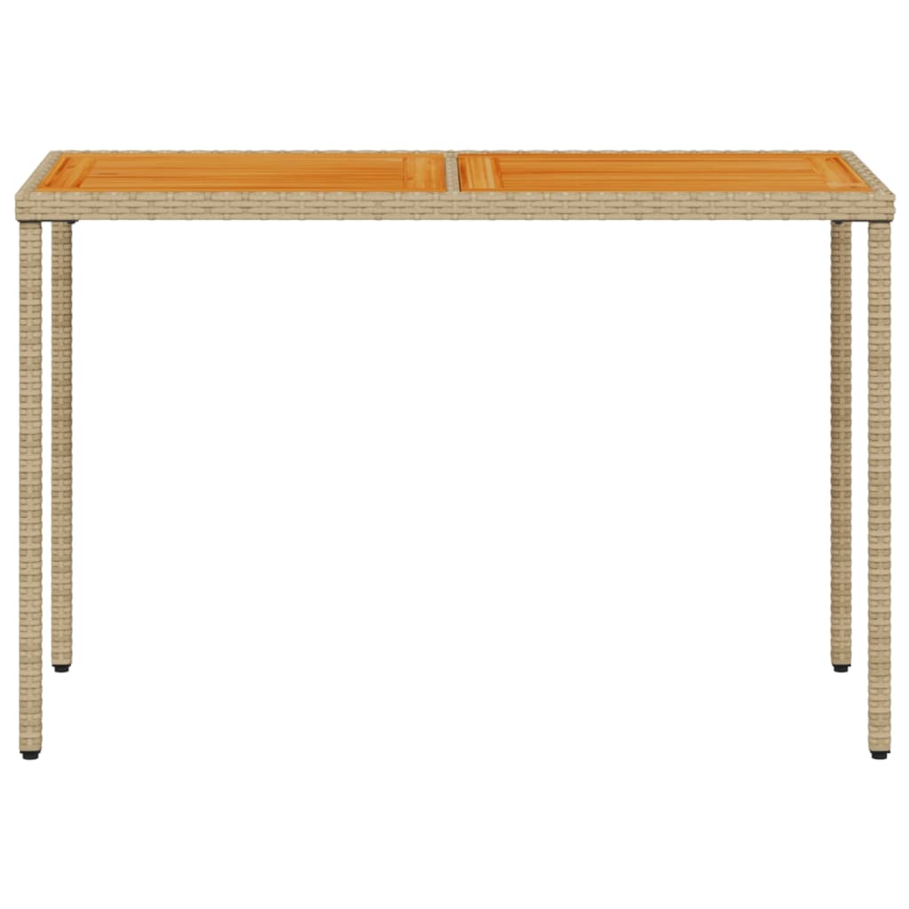 Garden Table with Acacia Wood Top Beige 115x54x74cm Poly Rattan