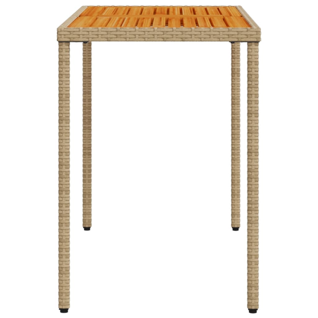 Garden Table with Acacia Wood Top Beige 115x54x74cm Poly Rattan