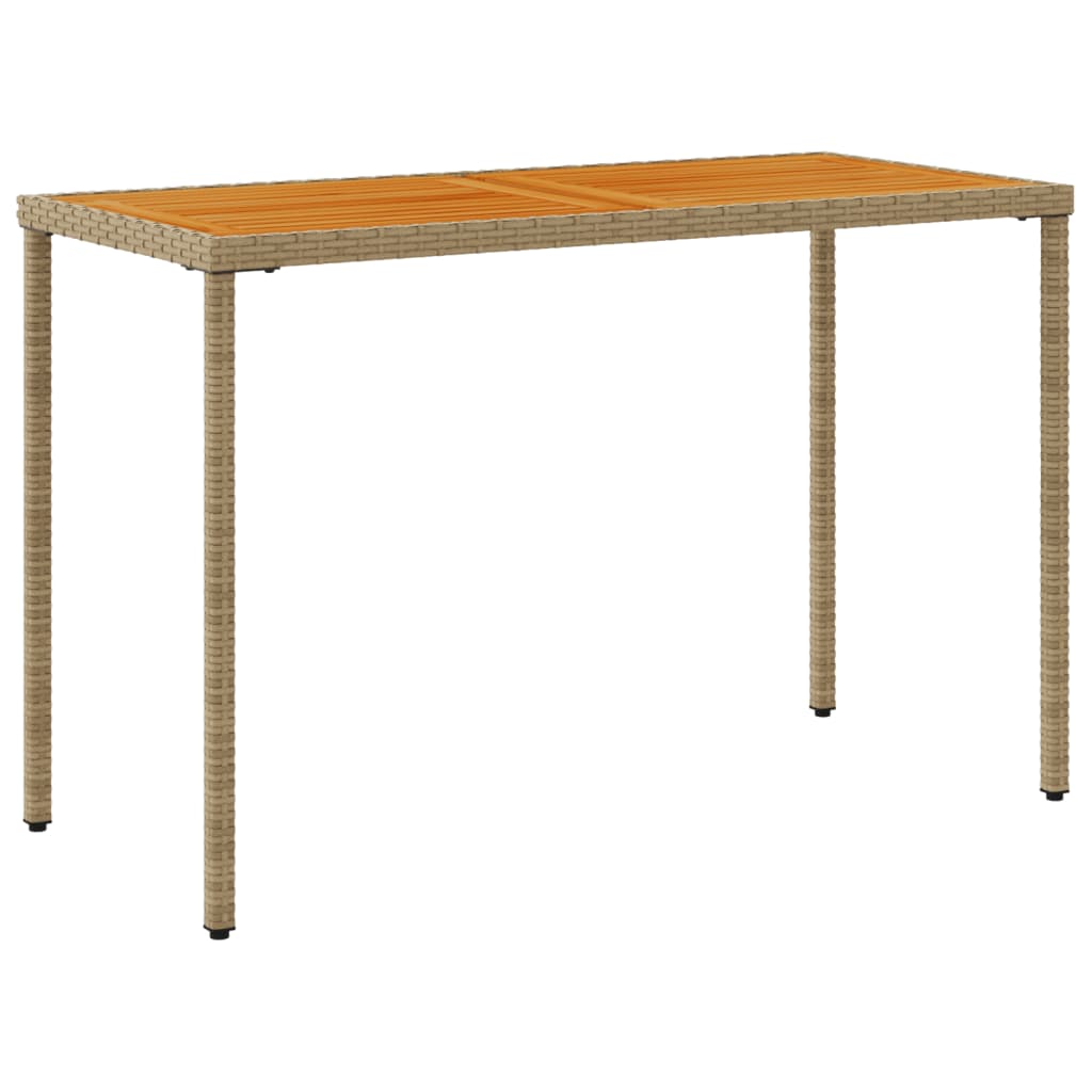 Garden Table with Acacia Wood Top Beige 115x54x74cm Poly Rattan