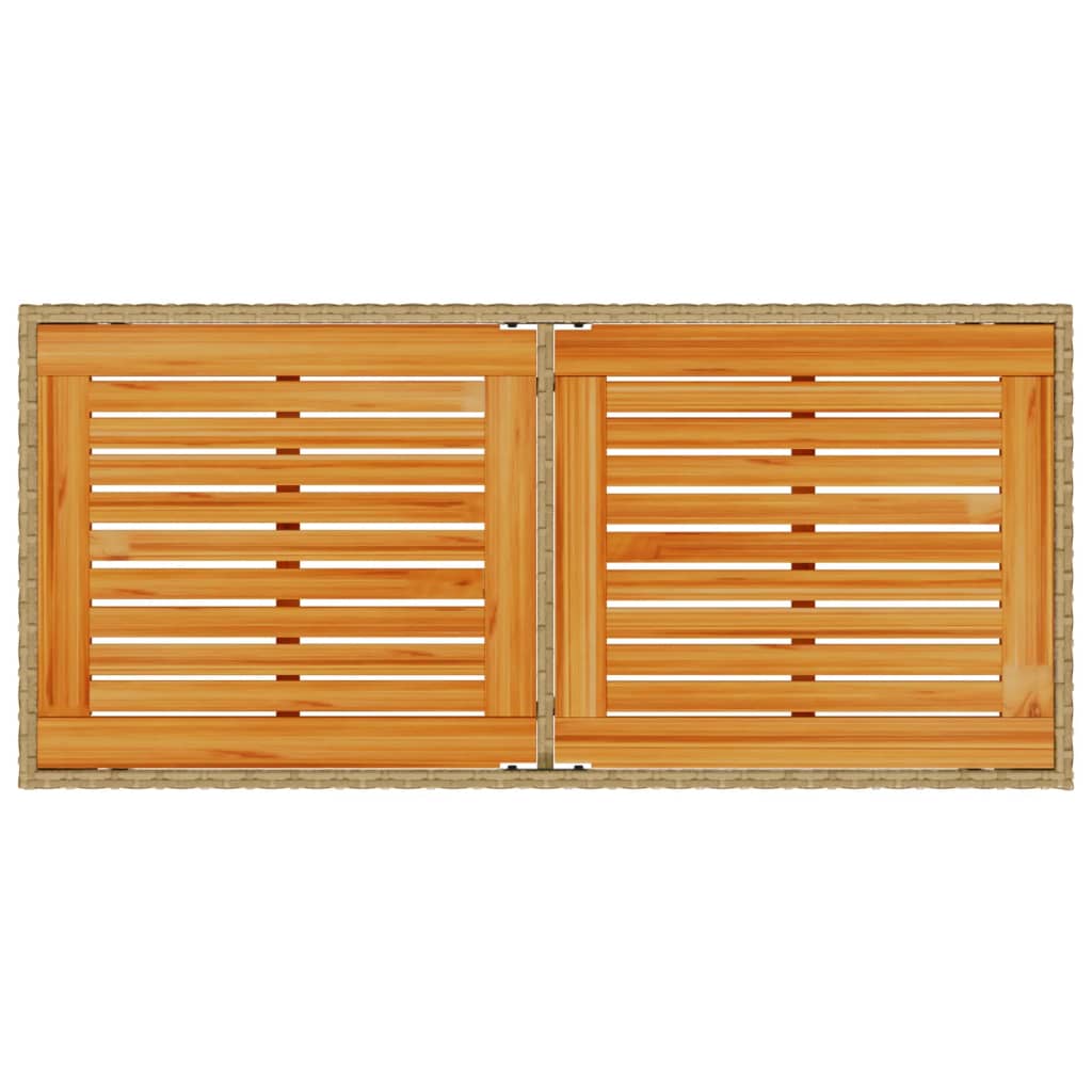 Garden Table with Acacia Wood Top Beige 115x54x74cm Poly Rattan