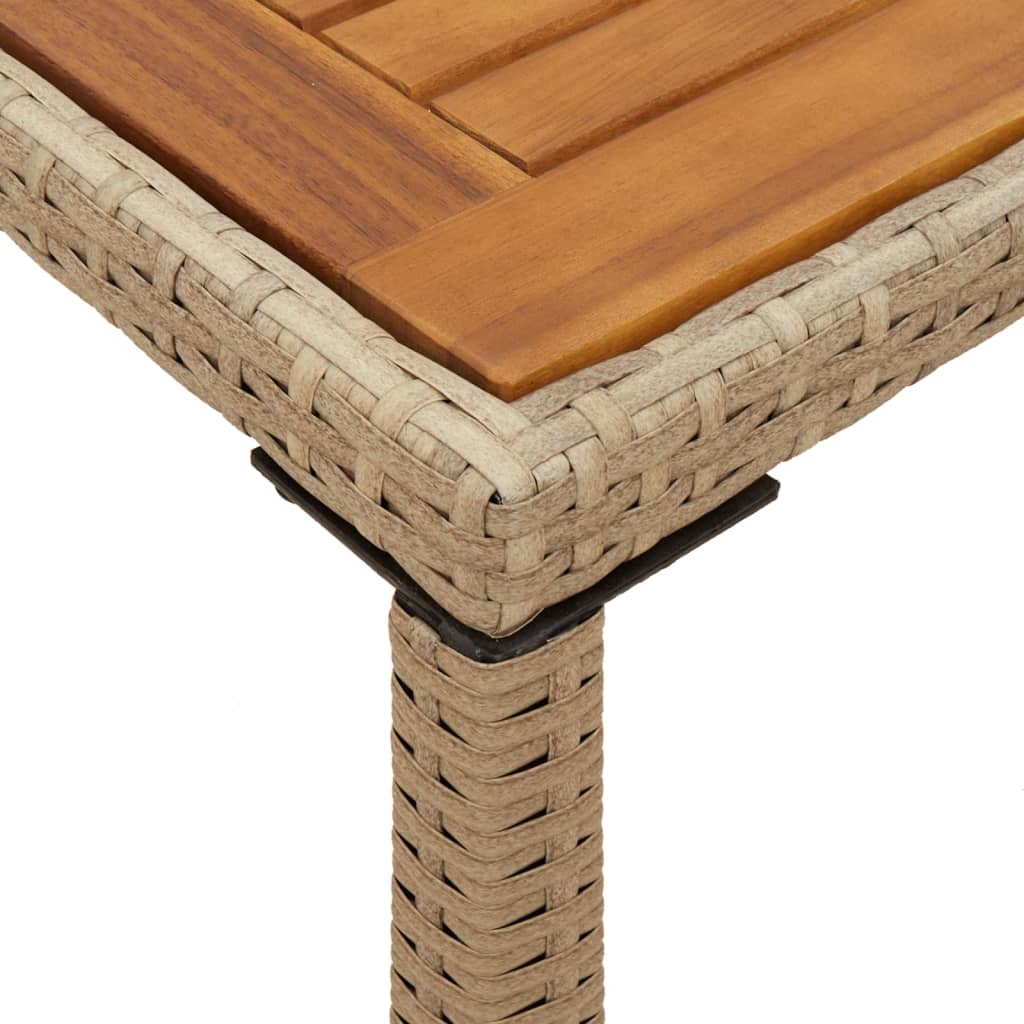 Garden Table with Acacia Wood Top Beige 115x54x74cm Poly Rattan