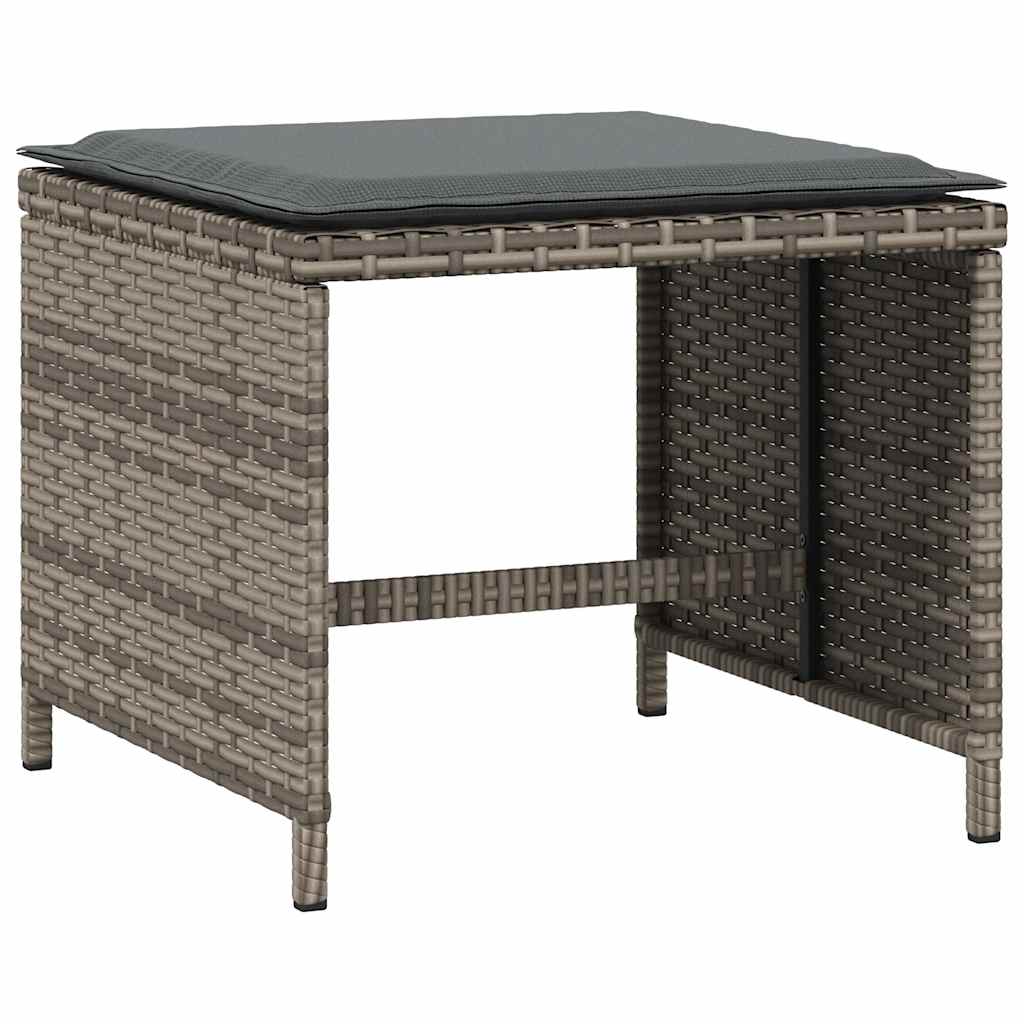 5 Piece Garden Dining Set with Cushions Grey Poly Rattan