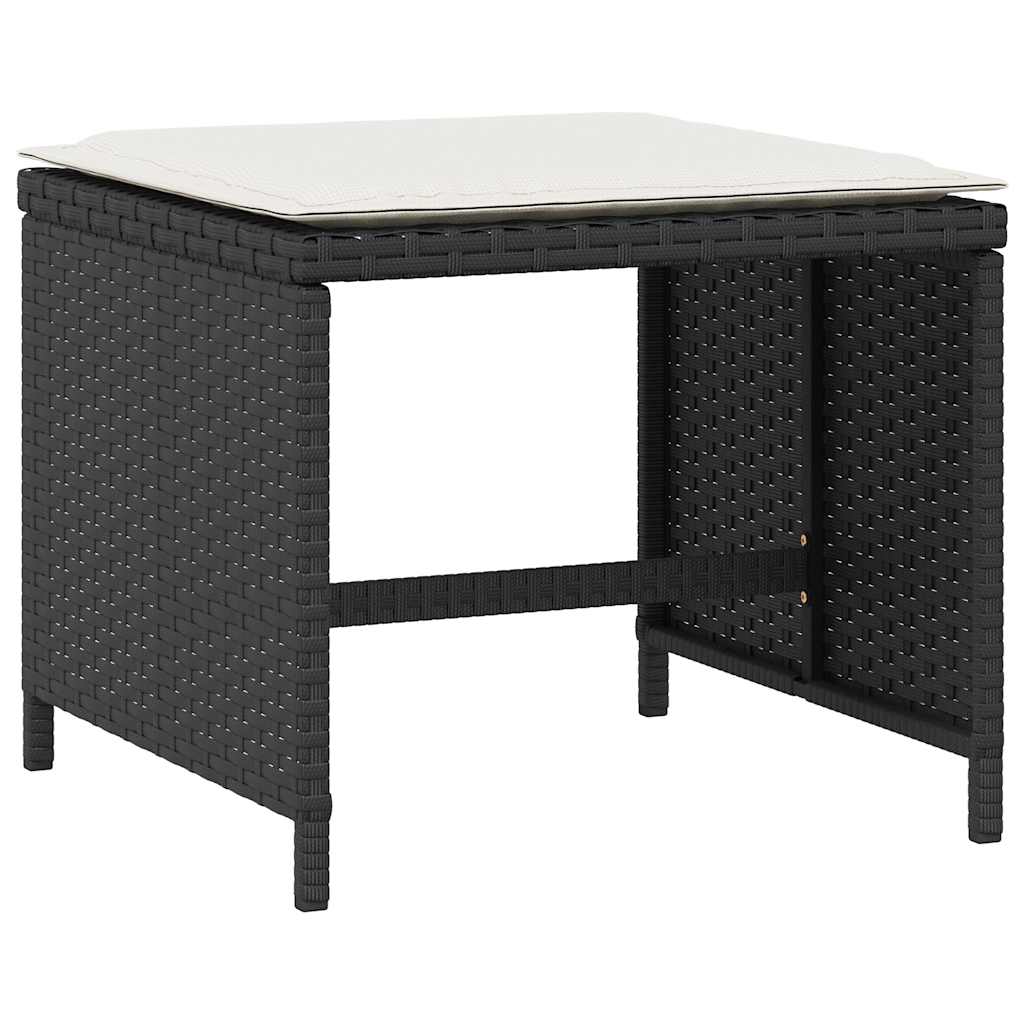 5 Piece Garden Dining Set with Cushions Black Poly Rattan