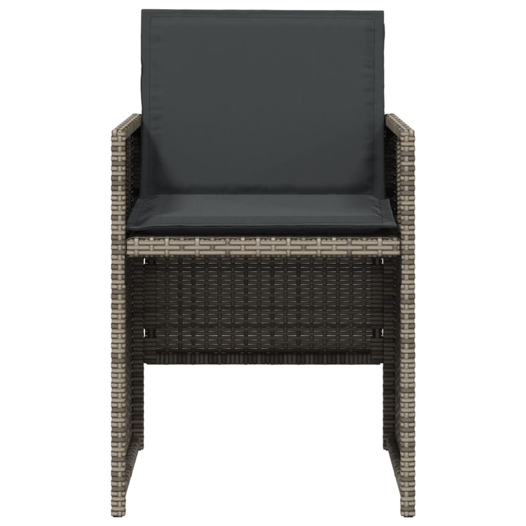 5 Piece Garden Dining Set with Cushions Grey Poly Rattan
