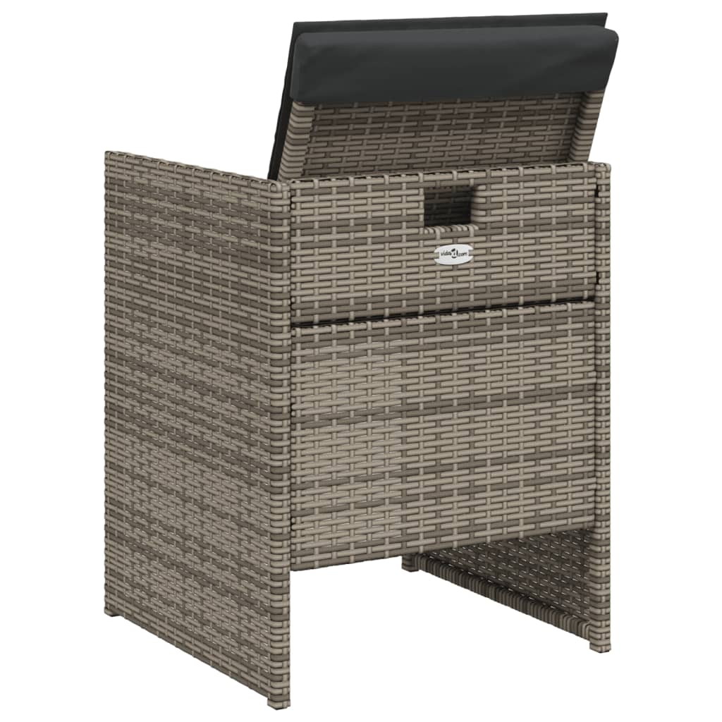 5 Piece Garden Dining Set with Cushions Grey Poly Rattan