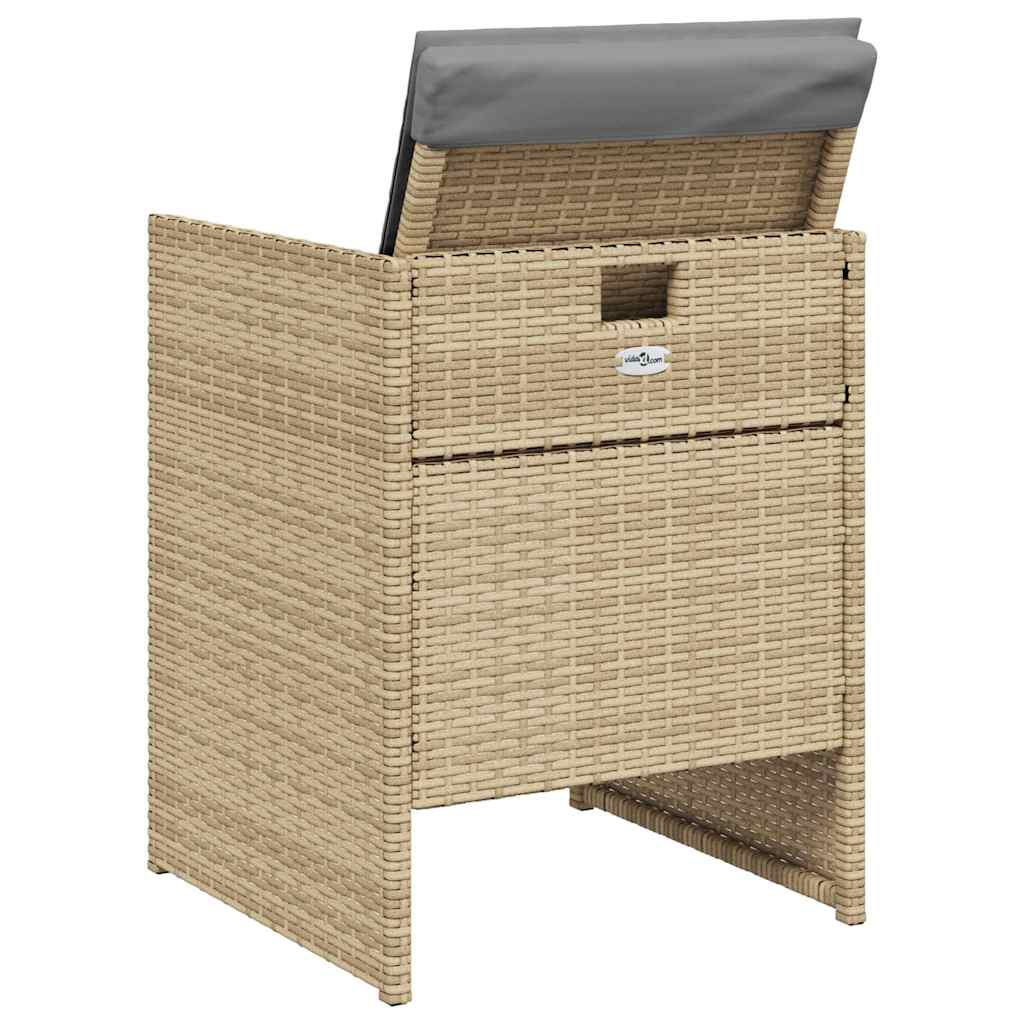 5 Piece Garden Dining Set with Cushions Mix Beige Poly Rattan