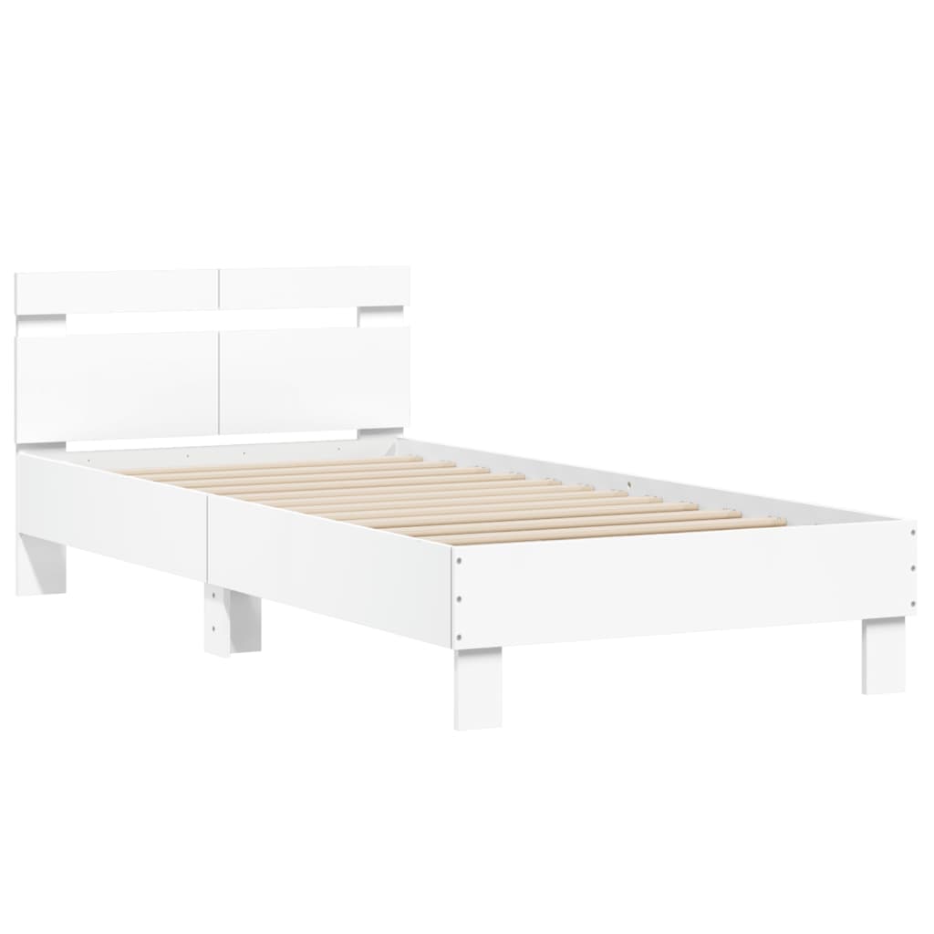 vidaXL Bed Frame without Mattress with Headboard White 100x200 cm