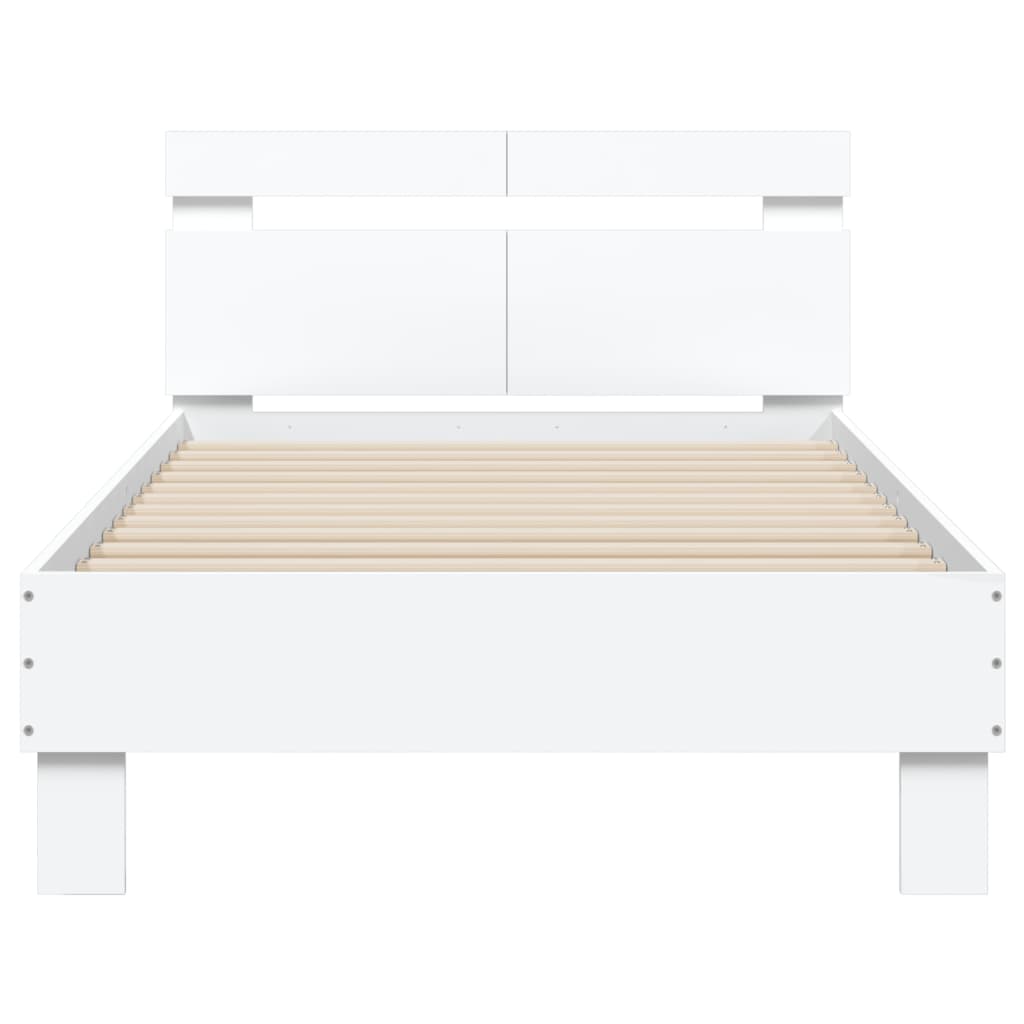 vidaXL Bed Frame without Mattress with Headboard White 100x200 cm