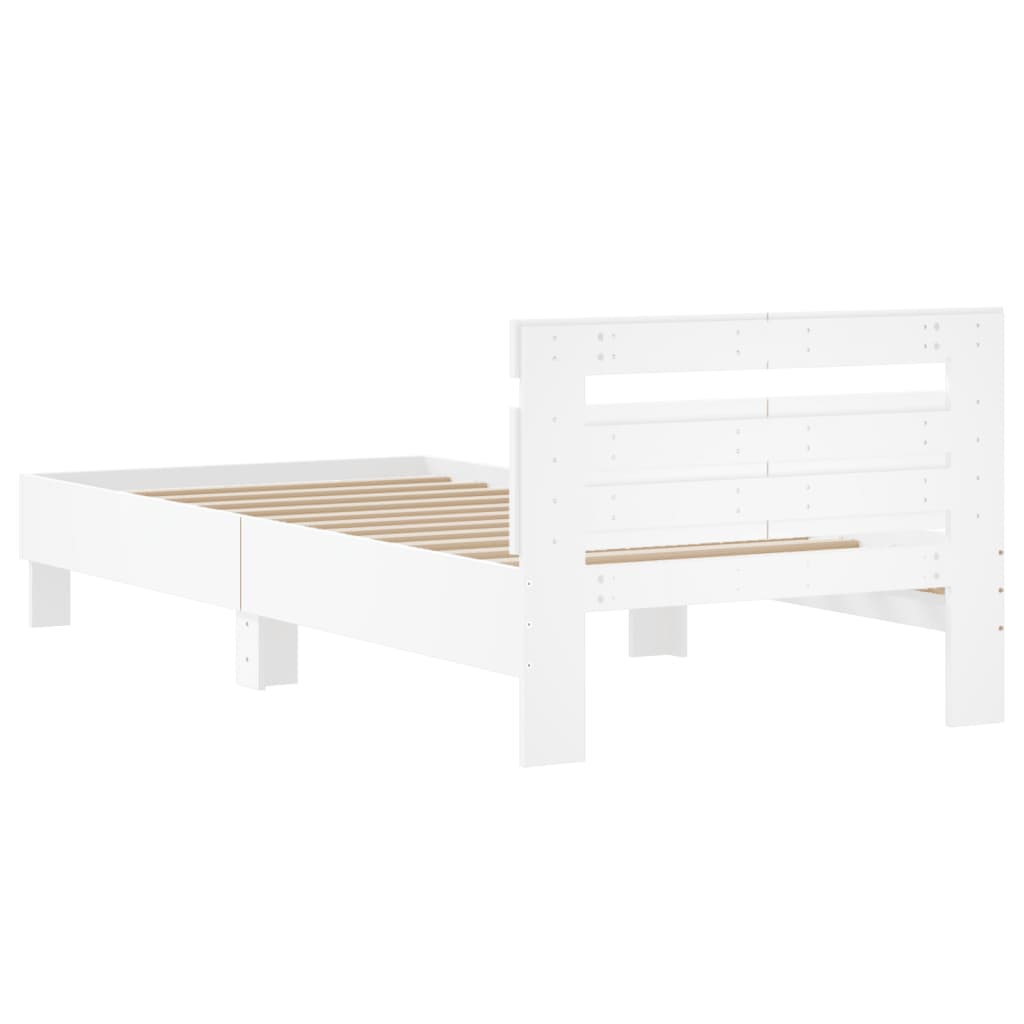 vidaXL Bed Frame without Mattress with Headboard White 100x200 cm