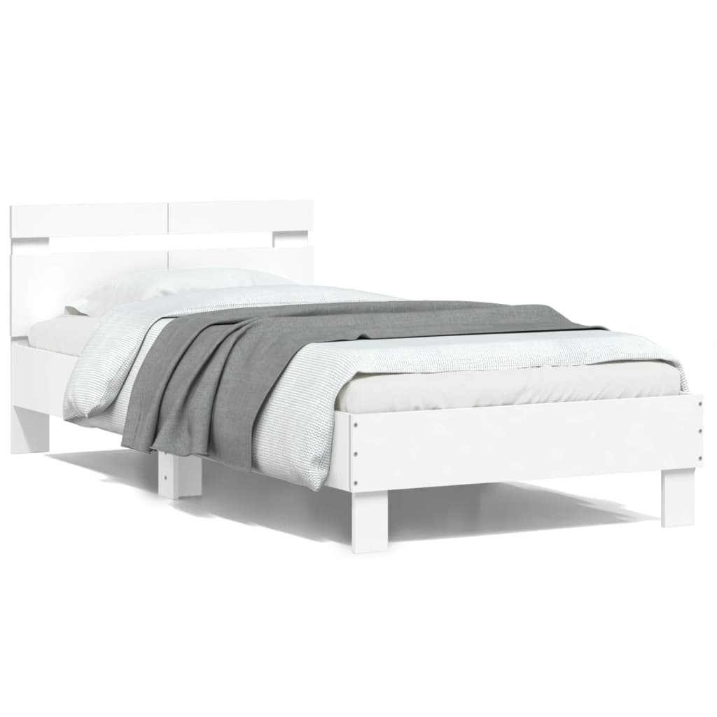 vidaXL Bed Frame without Mattress with Headboard White 100x200 cm