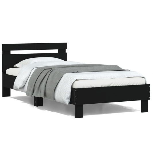 vidaXL Bed Frame without Mattress with Headboard Black 100x200 cm