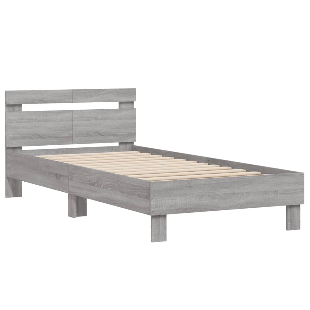 vidaXL Bed Frame without Mattress with Headboard Grey Sonoma 100x200 cm