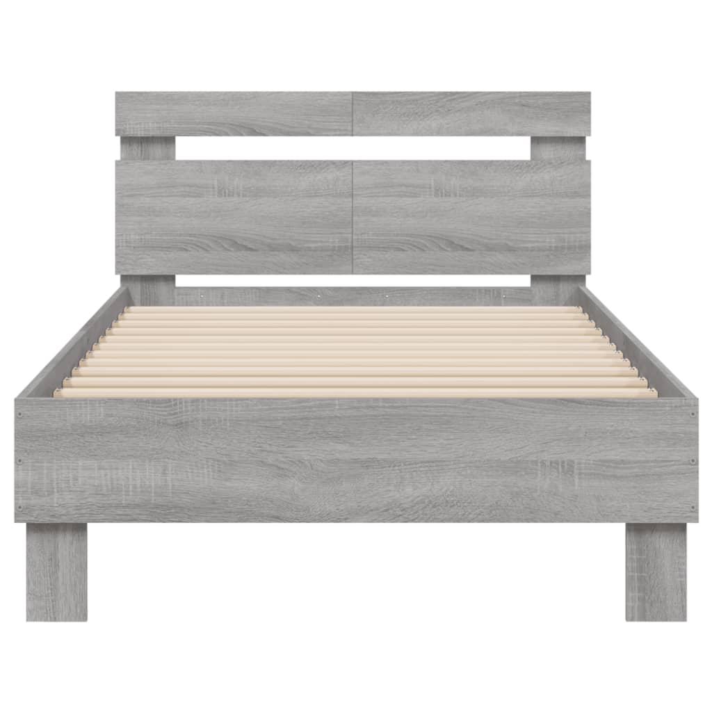 vidaXL Bed Frame without Mattress with Headboard Grey Sonoma 100x200 cm