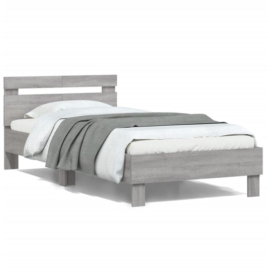 vidaXL Bed Frame without Mattress with Headboard Grey Sonoma 100x200 cm