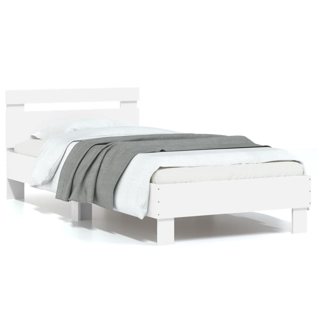 Bed Frame without Mattress with Headboard White 90x200 cm